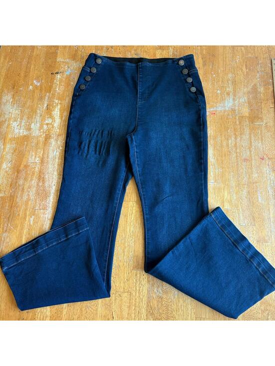 INC International Concepts Denim - High Rise Flare Jeans INC International Concepts 14 Fits Like 31X31 Dark Wash